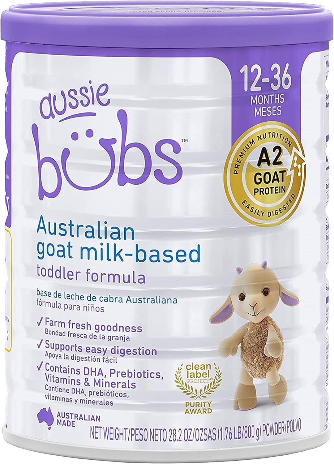 251025031358119_1 Aussie Bubs Australian Goat Milk-Based Toddler Formula, For Kids 12-36 months, Made with Fresh Goat Milk, 28.2 oz - Image 1